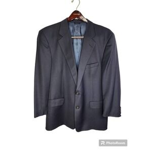 COACH 2 Button Jacket Sport Coat Navy Blue Mens Size 44R Wool Authentic USA Made